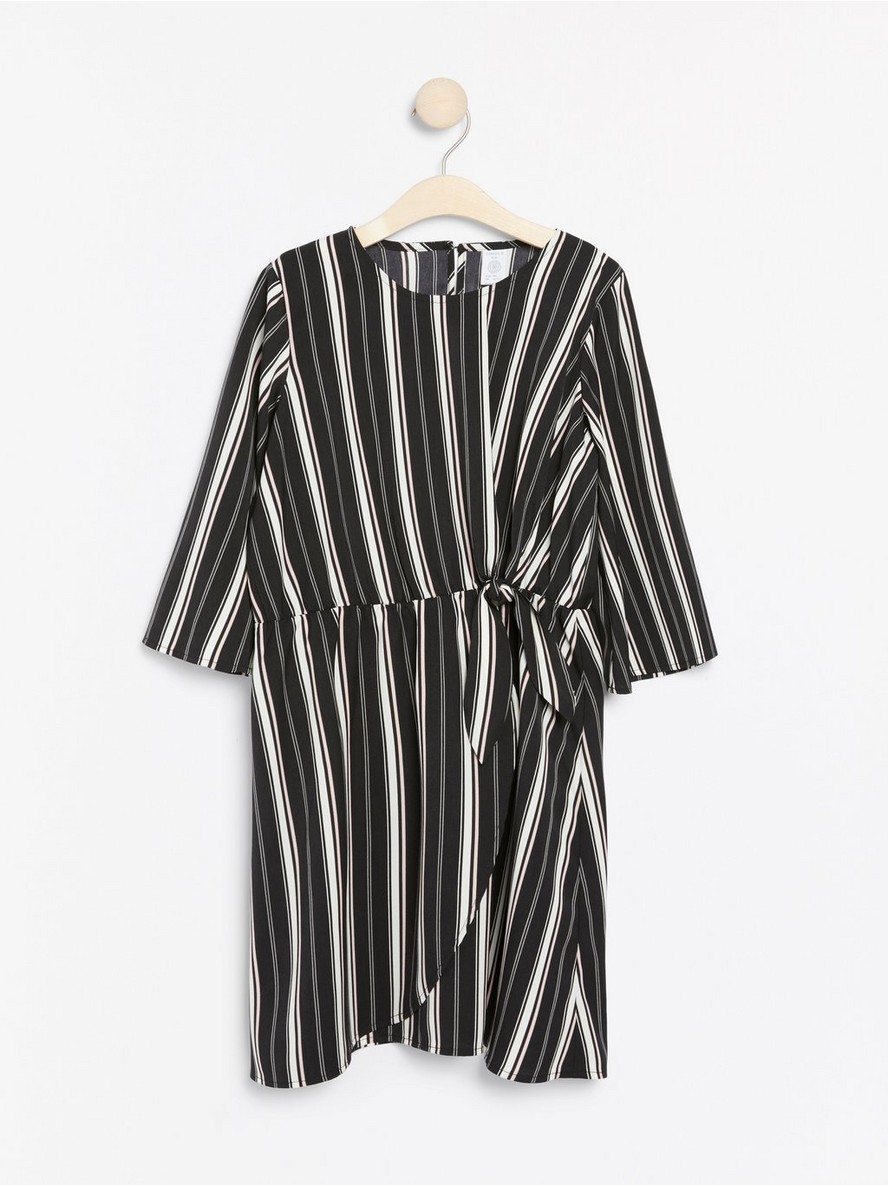 Dress with stripes and tie waist - Black, 140 - 7892642-80|140