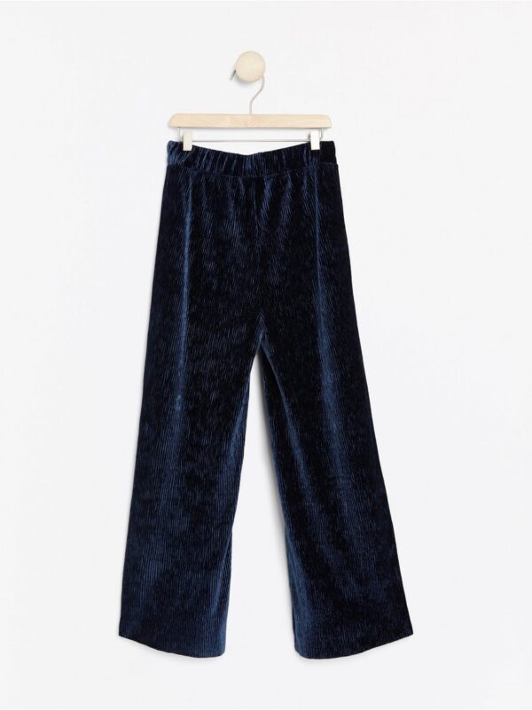 Wide dark blue velvet trousers - 7901719-2150