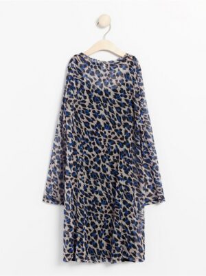 Mesh dress with leopard print - 7913386-8114