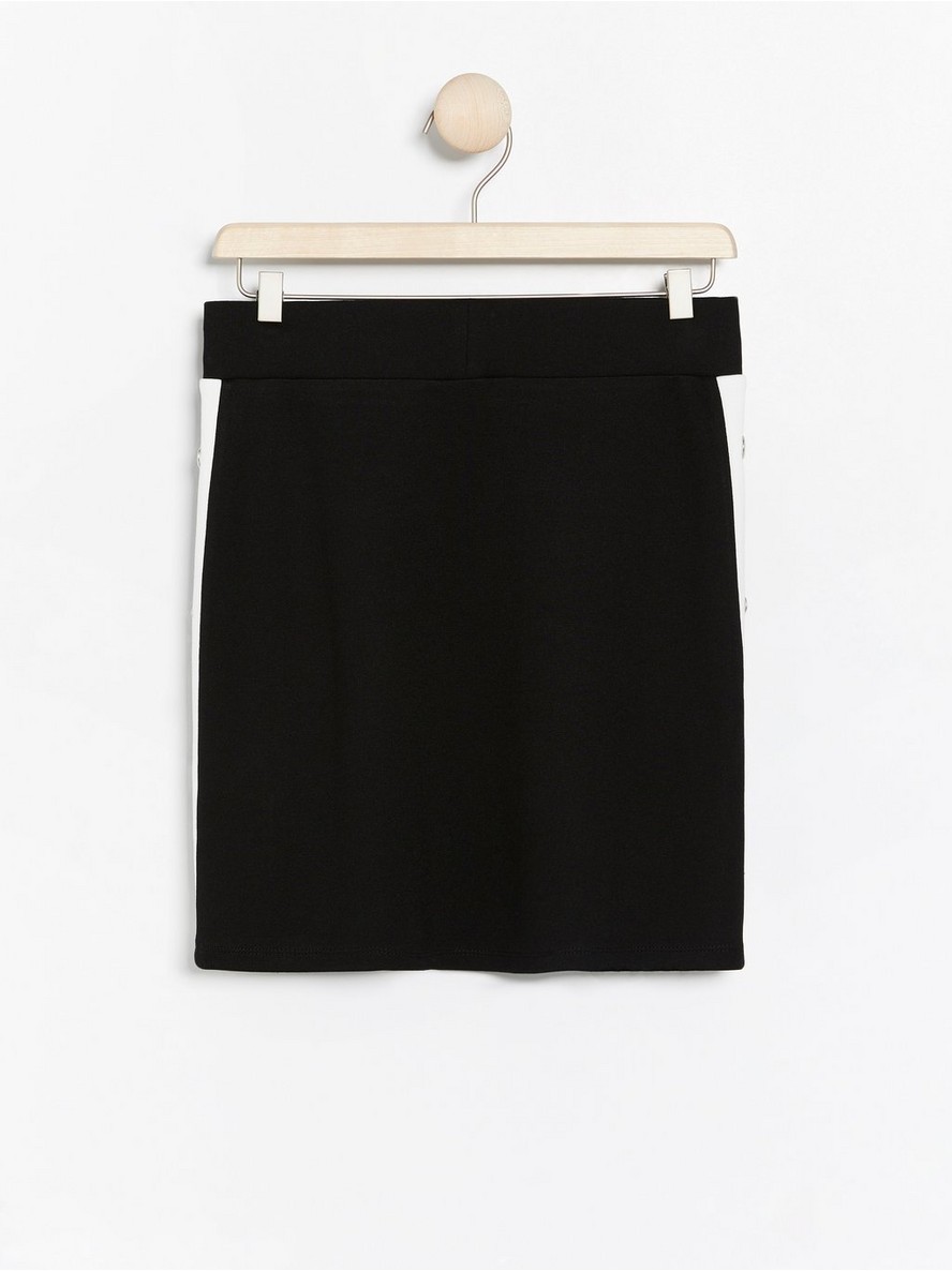 Black jersey skirt with white side stripes - 7913402-80