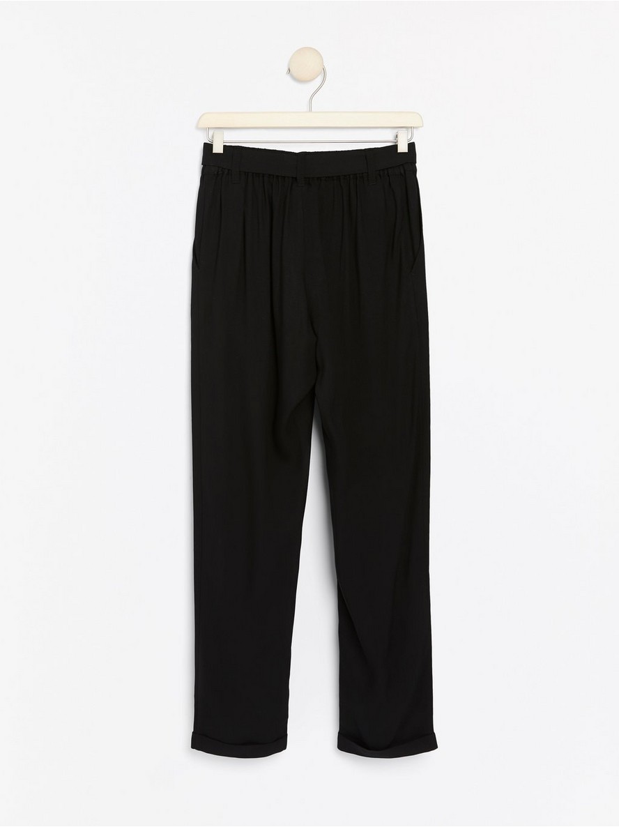 Black loose fit trousers with tie belt - 7943690-80