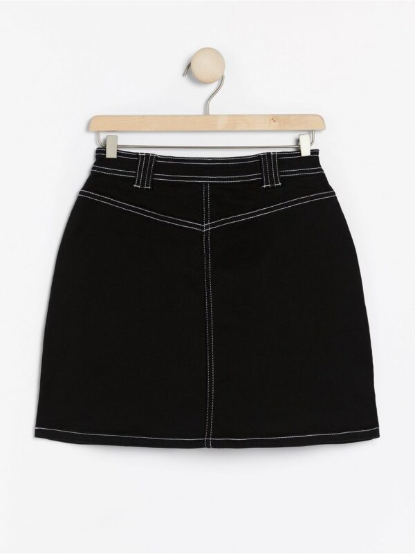 Black a-line skirt with white seams - 7944251-80