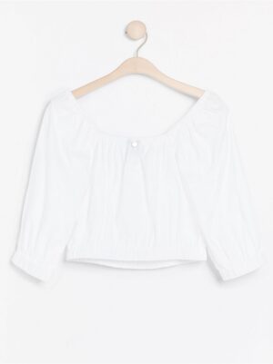 White cropped blouse with puff sleeves - 7958868-70