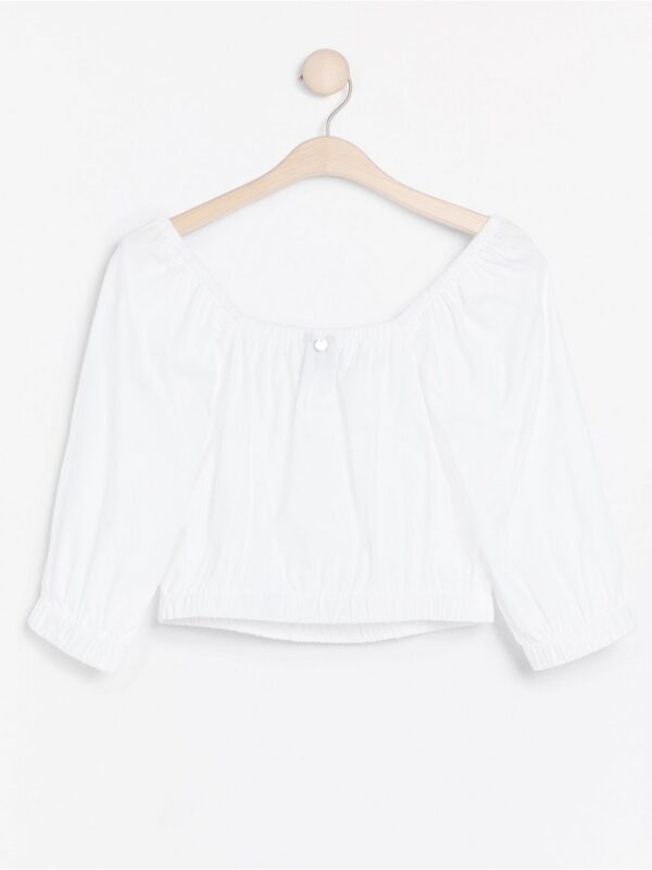 White cropped blouse with puff sleeves - 7958868-70