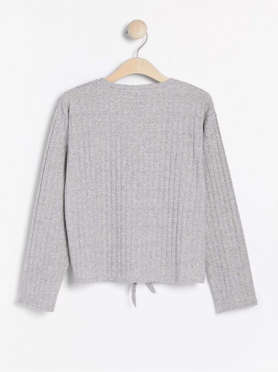 Grey ribbed jumper with knot detail - 7976620-7692