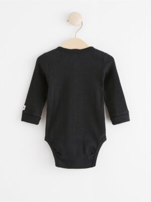 Ribbed wrap bodysuit with long sleeves - 8002778-6959