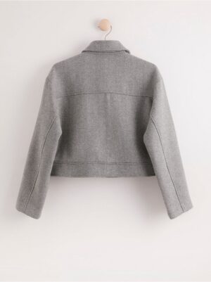 Grey cropped jacket in wool blend - 8008901-7756