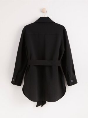 Black coat with tie belt - 8010199-80