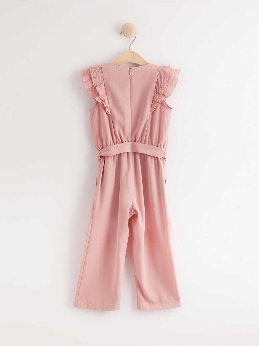 Pink jumpsuit with pleated frill sleeves - 8016589-7723
