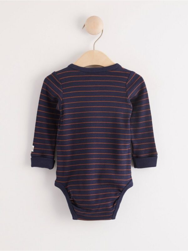 Ribbed striped wrap bodysuit with long sleeves - 8036609-2150