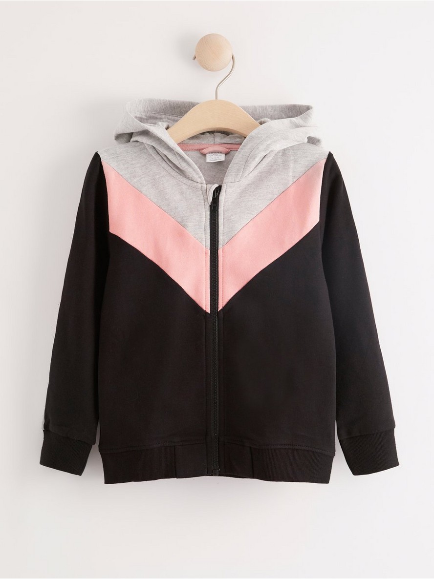 Hooded sweatshirt with reflective stripes - Black, 110/116 - 8076523-80|110/116