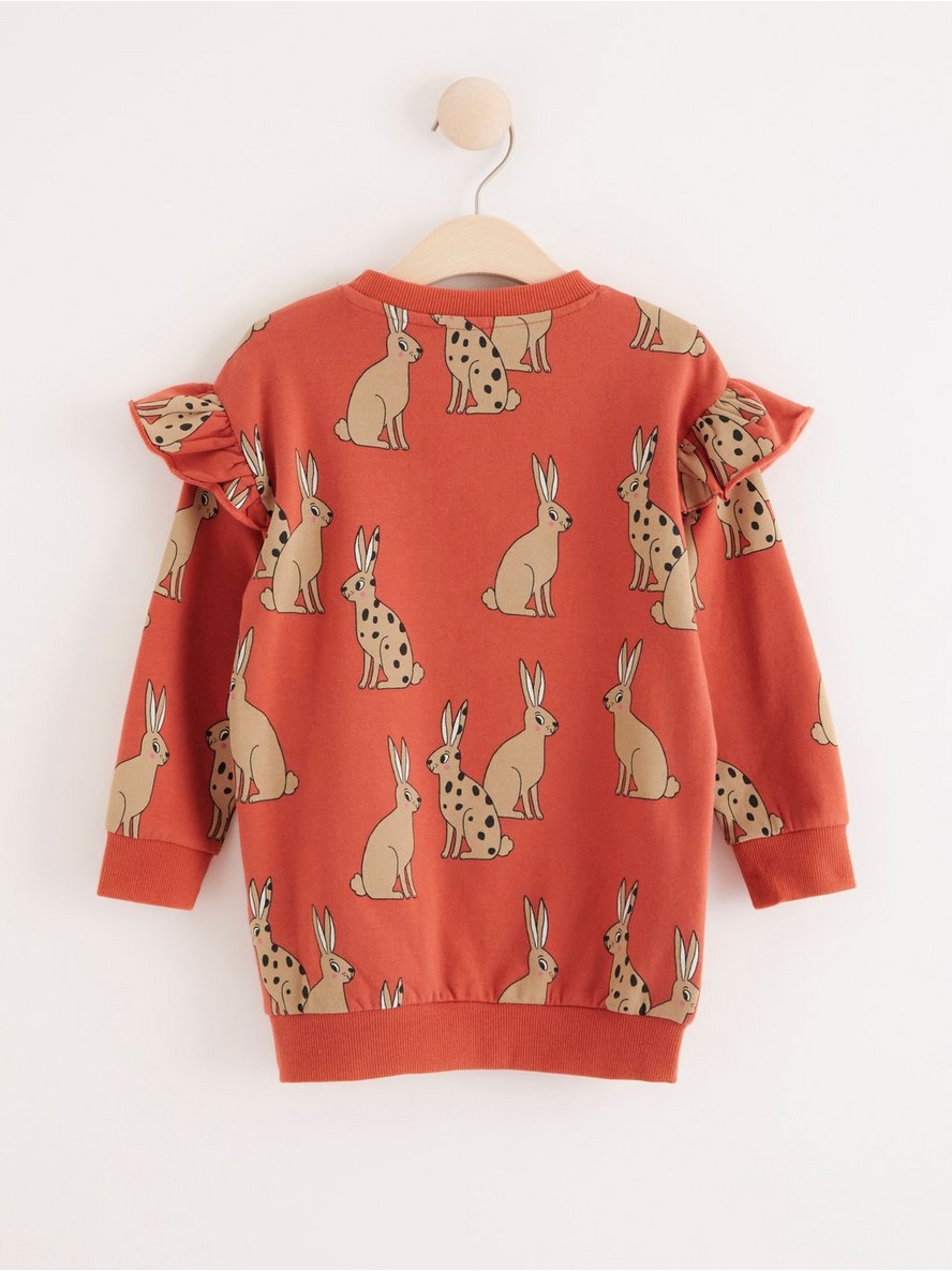 8172203_9551_PS_B Sweatshirt tunic with rabbits - Dusty Red, 116 - 8172203-9551|116