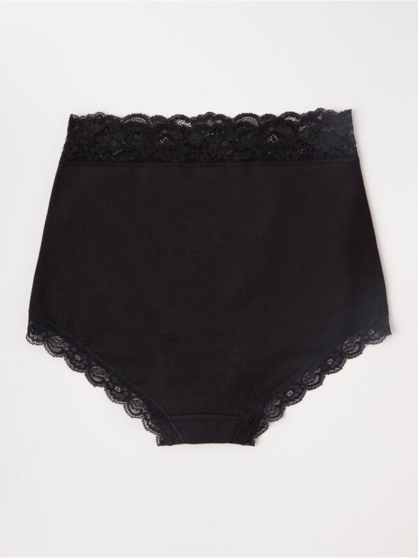 High waist brief with lace trim - 8176399-80