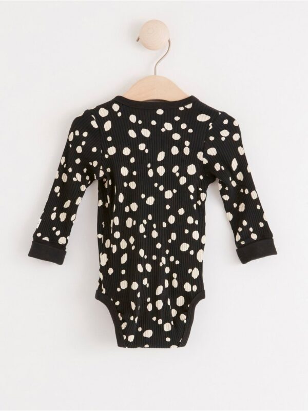 Ribbed wrap bodysuit with dots - 8196592-6959