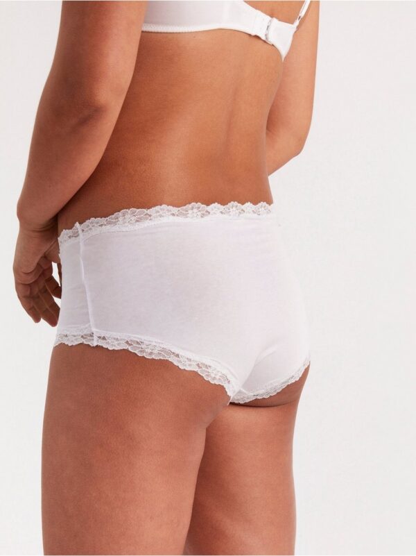 Regular waist cotton brief with lace trim - 7550423-70