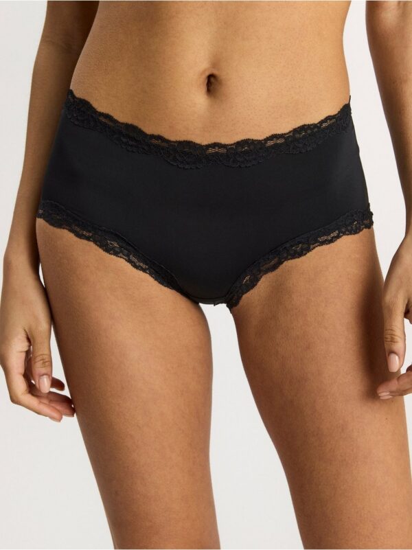 Regular waist brief with lace trim - 7559977-80