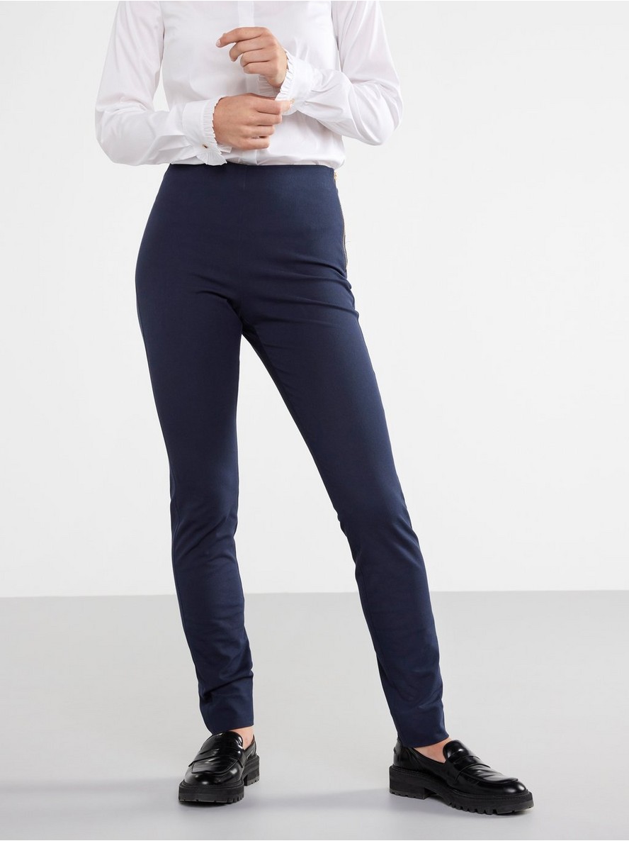 Pantalone – JONNA Navy blue slim high-waist trousers