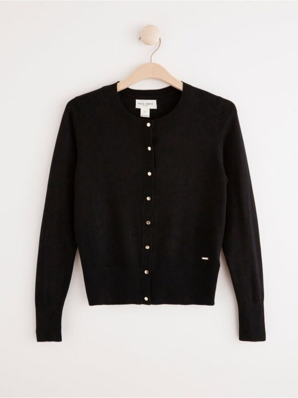 Fine-knit Black Cardigan - 7777821-80