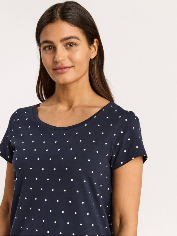 Navy blue night dress with dots - 7803217-2150