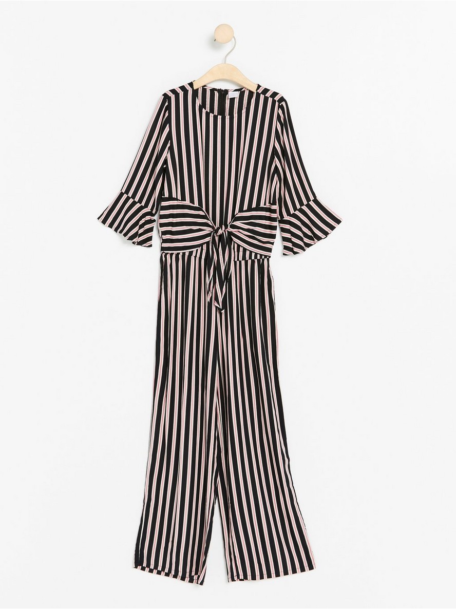 Striped Jumpsuit with Tie Waist - 7806482-80