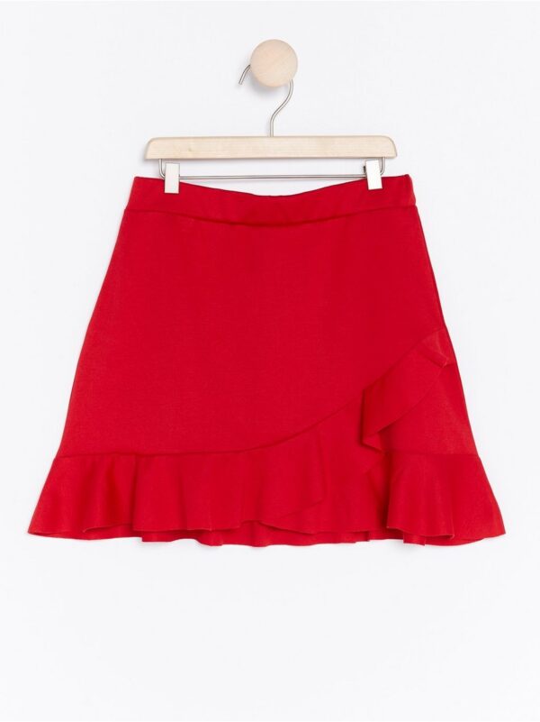Red Wrap Skirt with Flounce - 7822536-7251