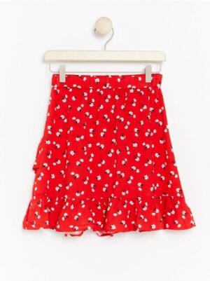 Red Floral Wrap Skirt - 7851325-7432