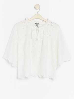 White Hole-embroidered Blouse - 7886662-325