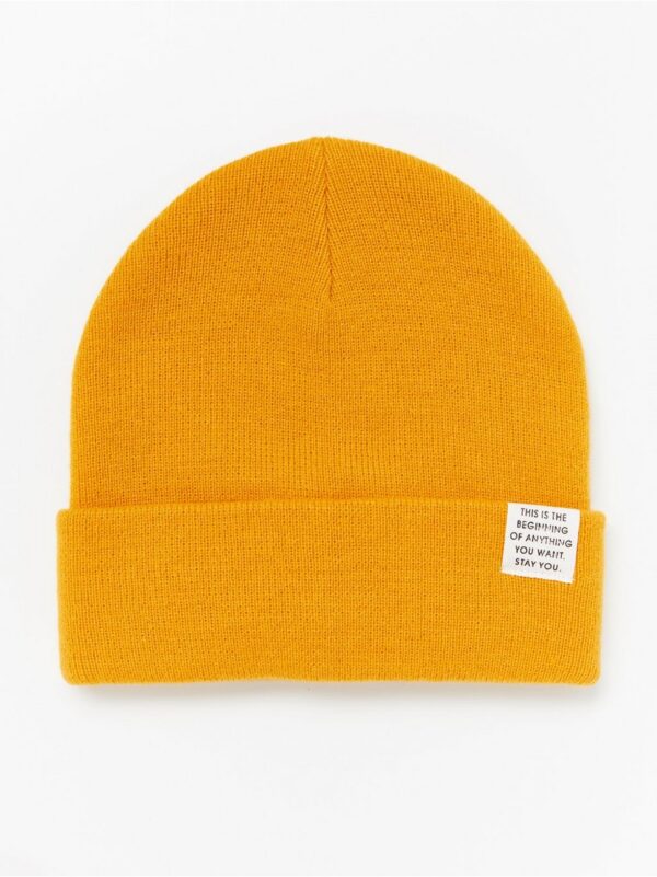 Knitted cap with text detail - 7887232-7874
