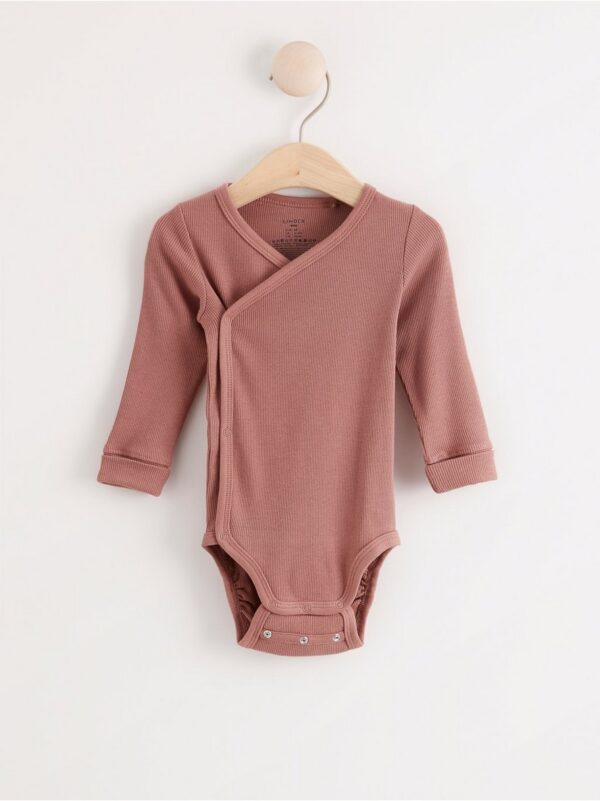 Ribbed wrap bodysuit with long sleeves - 7887564-9619