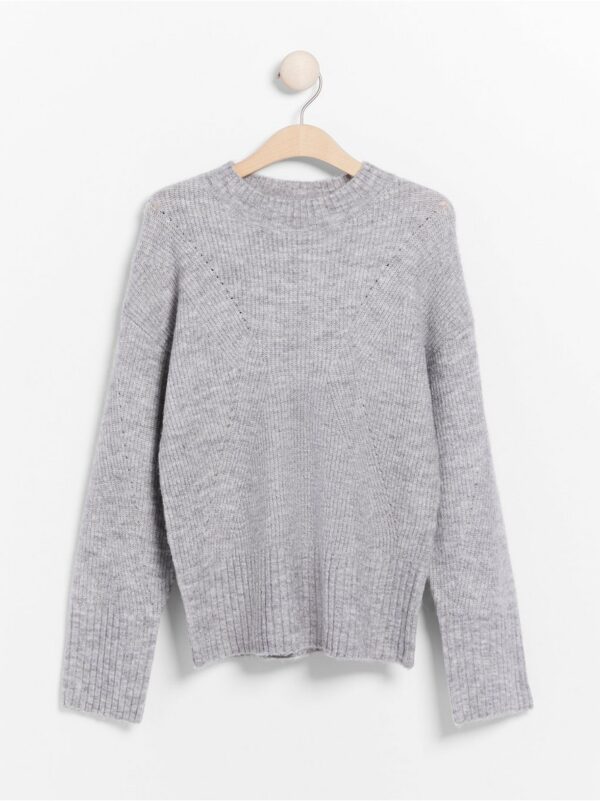 Knitted jumper with mock neck - 7894576-7196