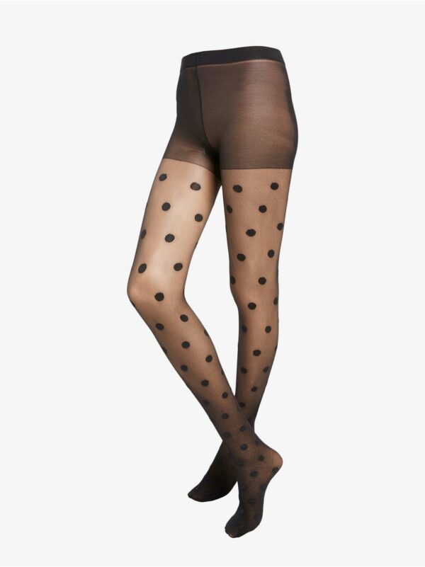 Black tights with large dots, 30 denier - 7901088-80