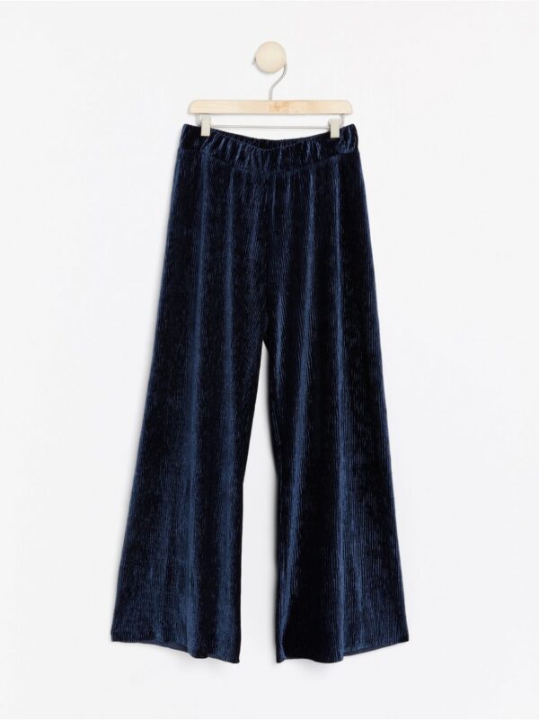Wide dark blue velvet trousers - 7901719-2150