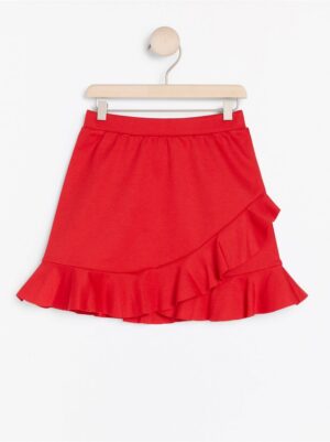 Red jersey skirt with flounce - 7904281-7251