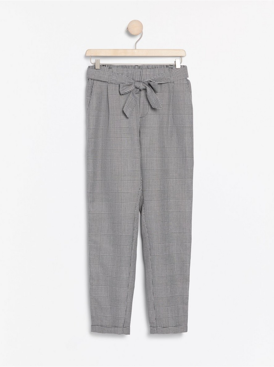 Loose fit checked trousers with tie belt - 7906327-80
