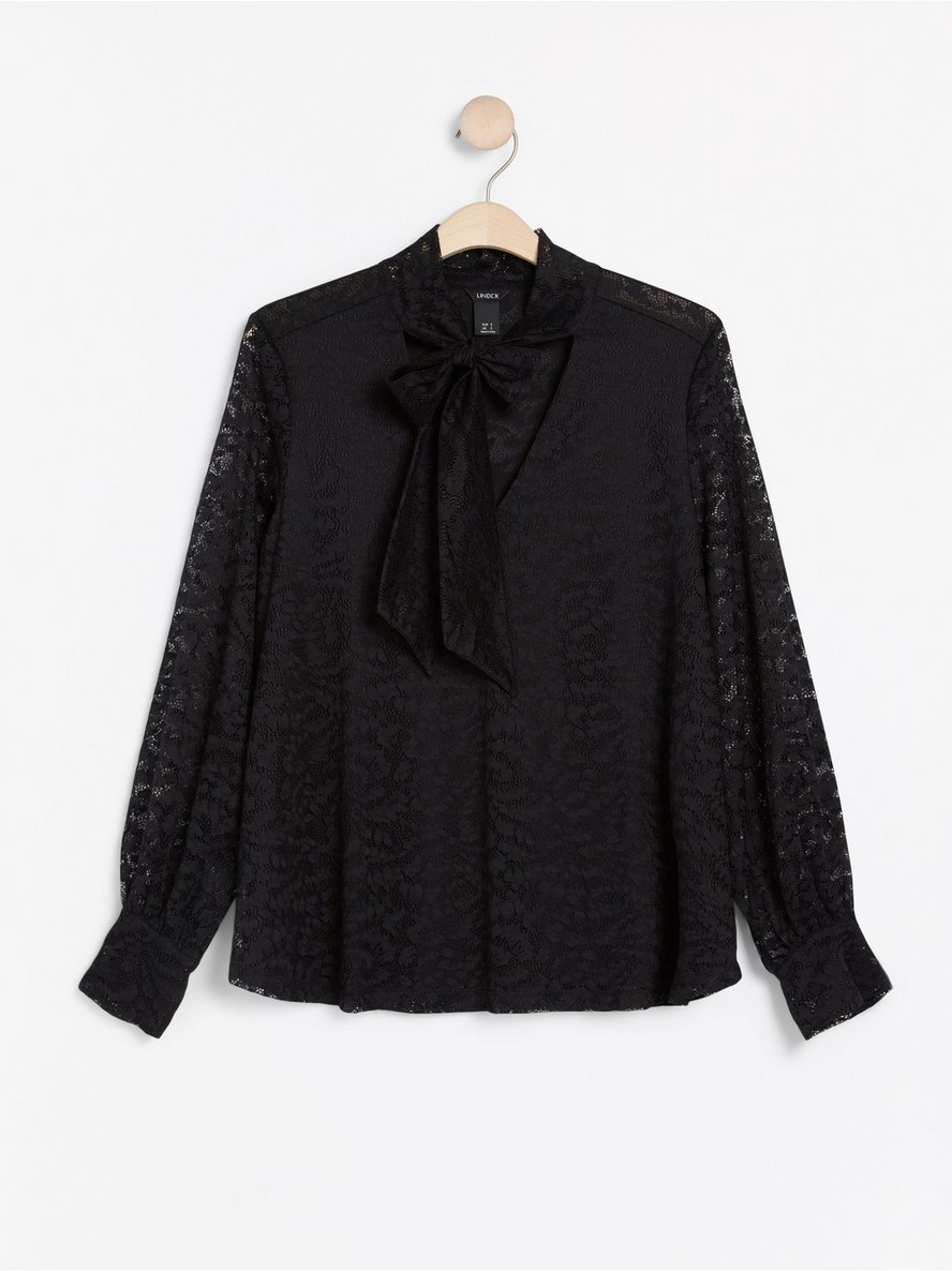 Bluze – Black lace blouse with tie band