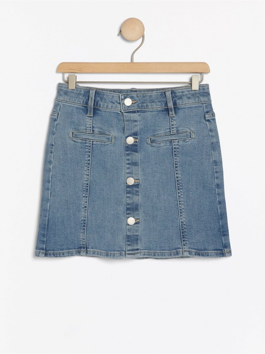 Mid-blue denim skirt with metal buttons - 7943440-794