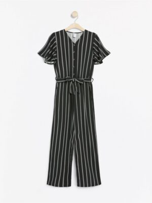 Striped jumpsuit with short flounce sleeves - 7943684-80