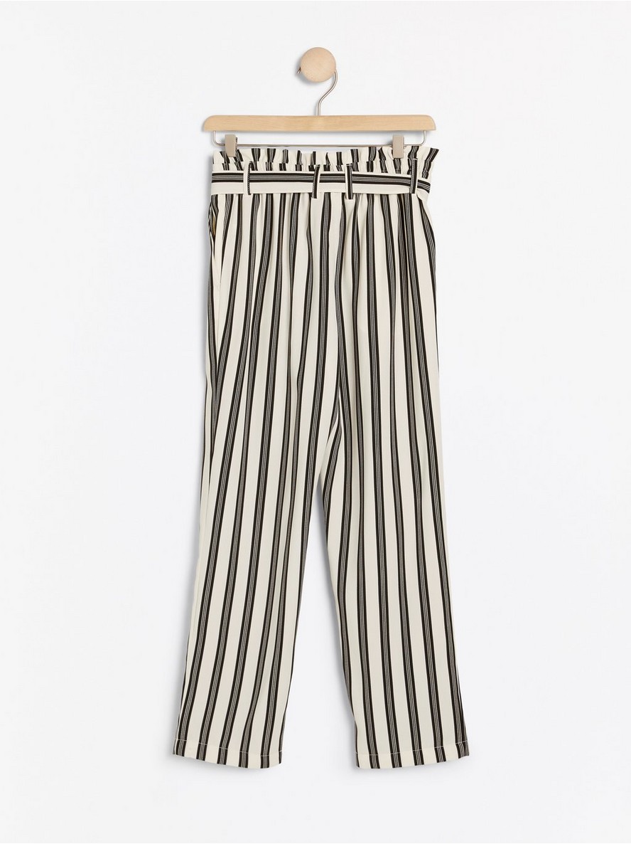 Striped loose fit trousers with paper-bag waist - 7943692-325