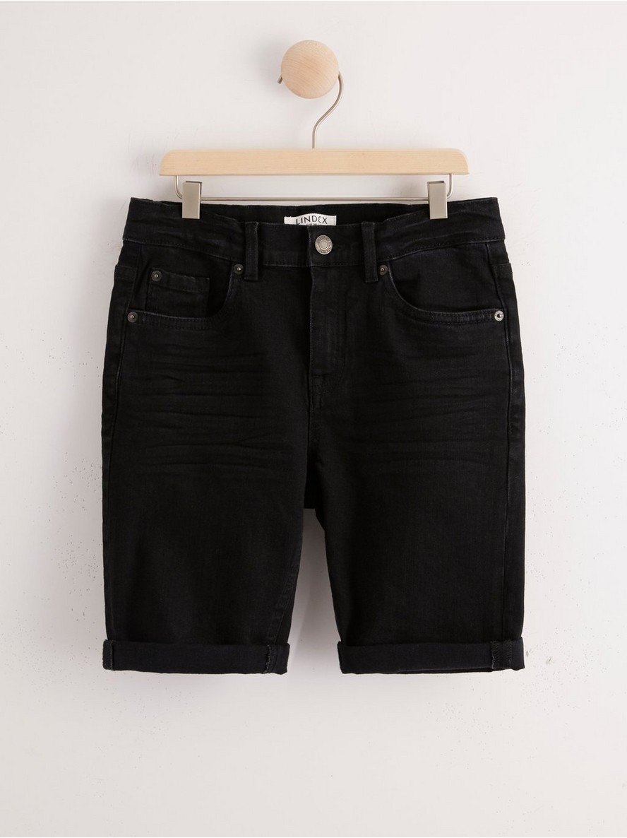 Narrow fit black denim shorts - 7946554-80