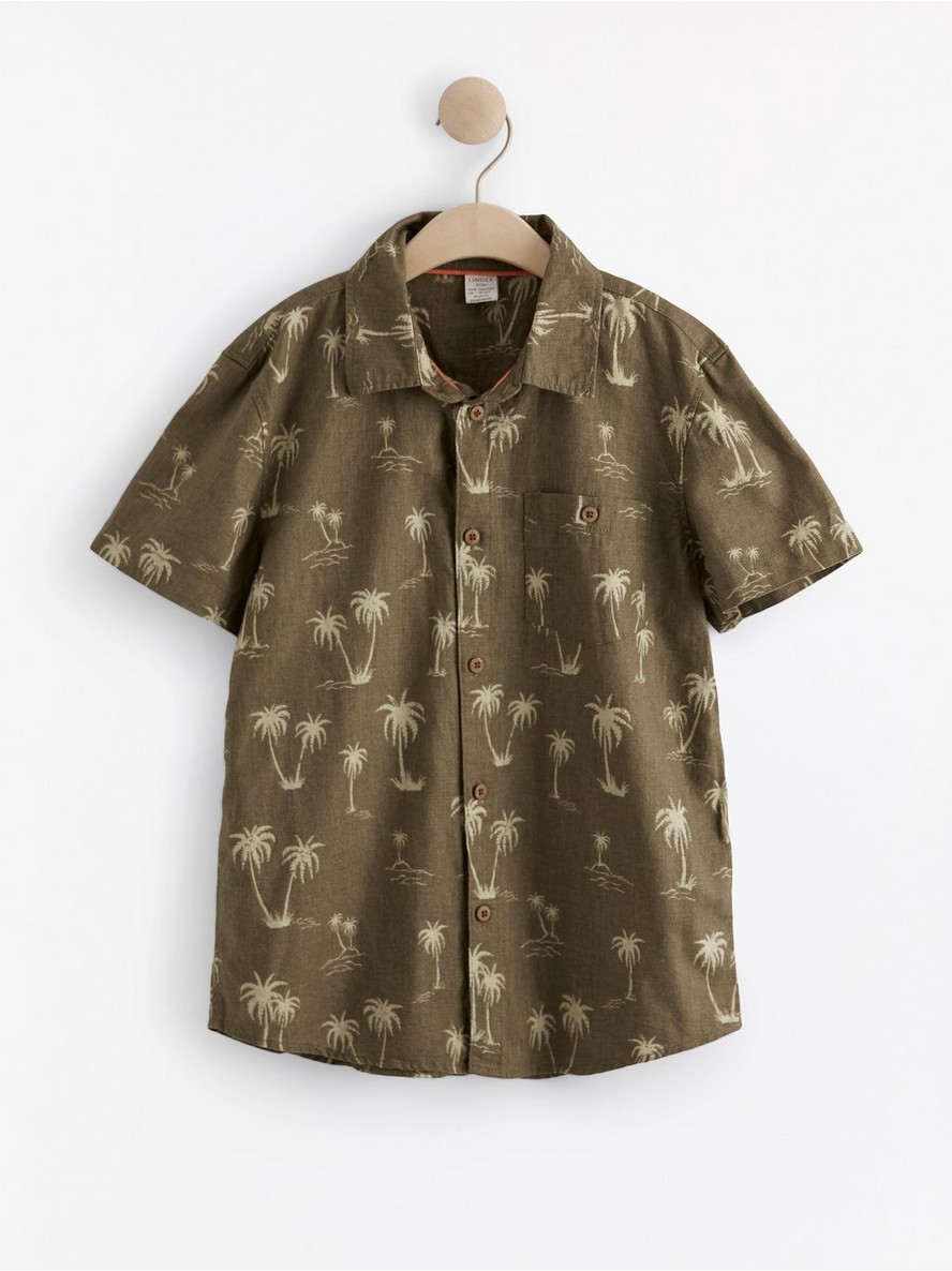 Kosulja – Palm tree patterned short sleeve shirt in linen blend