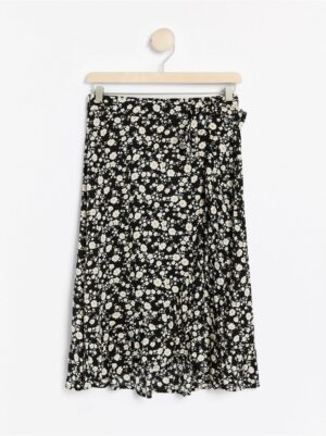 Floral patterned midi skirt with flounce - 7955135-80