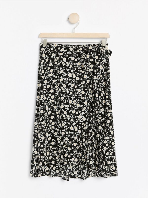 Floral patterned midi skirt with flounce - 7955135-80