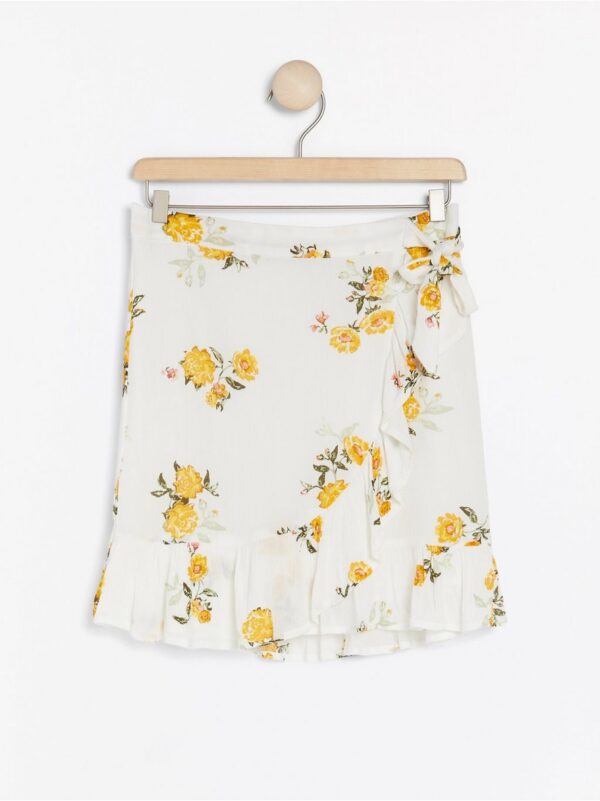 Floral crinkled viscose skirt with flounce - 7955137-325