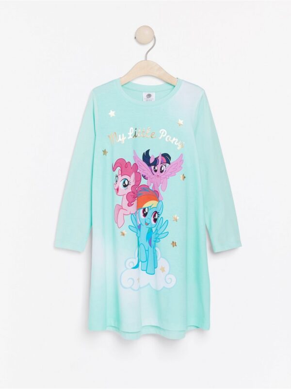 Turquoise night dress with My Little Pony print - 7957090-7902
