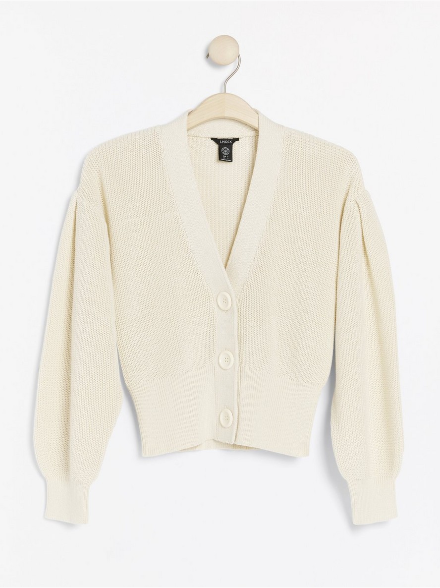 Džemperi – Knitted cardigan with puff sleeve