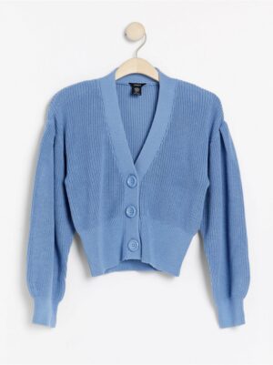 Knitted cardigan with puff sleeve - 7961887-9691