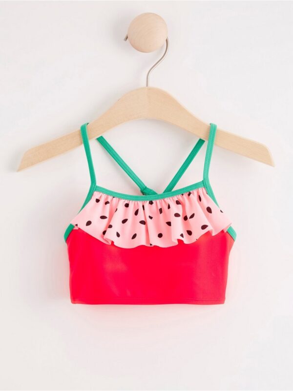 Watermelon bikini top with frill - 7962271-9492