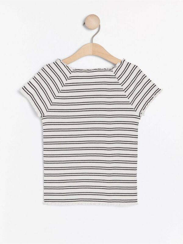 Ribbed short sleeve top with curly edges - 7964109-300