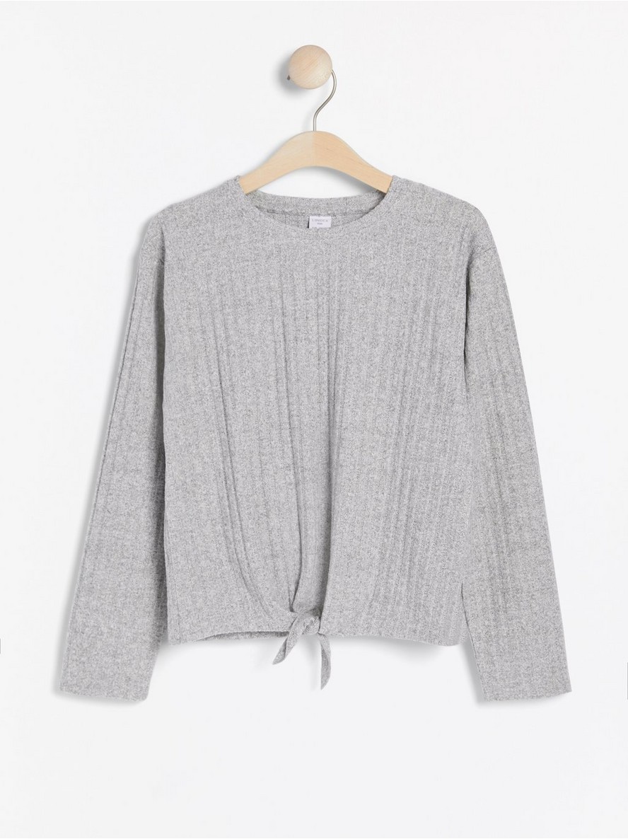 Dukserice – Grey ribbed jumper with knot detail