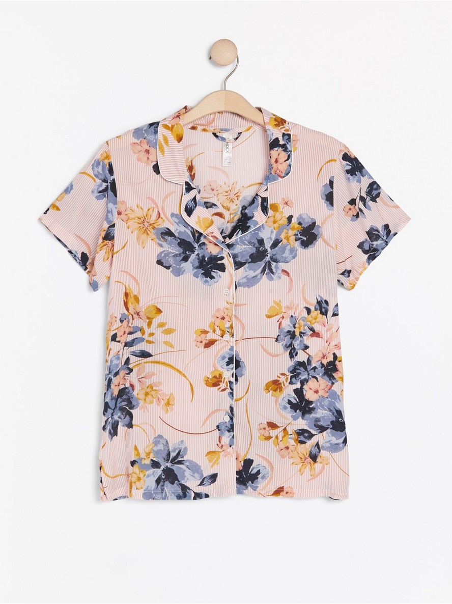 Pidzama gornji deo – Striped floral short sleeve pyjama shirt